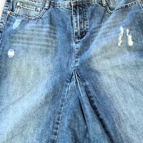 Revolt 15 Long Maxi Blue Jean Skirt Distressed Reconstructed Rave Punk Rock - Picture 12 of 13